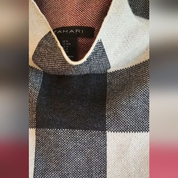 Bahari Red and Black Cowl Turtleneck Sweater - Picture 3 of 4